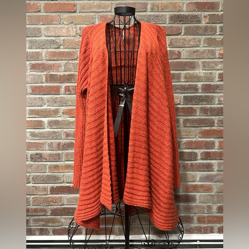 Free People Orange Swing Ribbed Cardigan Size Medium